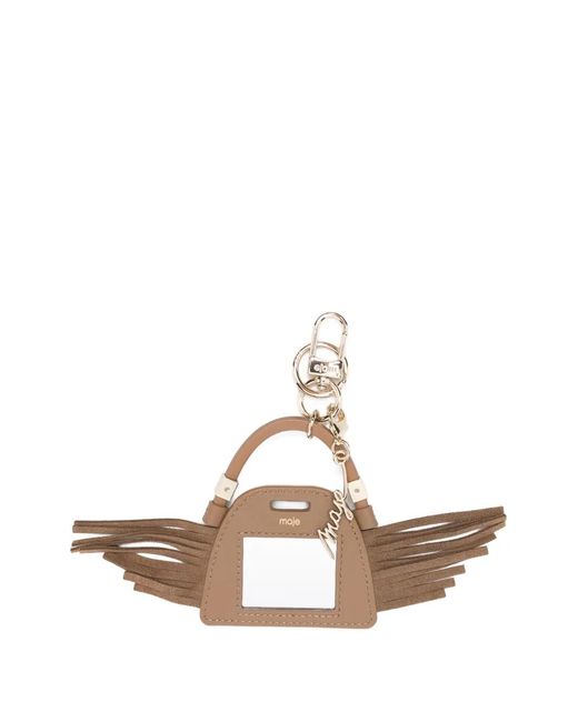 Maje White Miss M Mini Mirror Bag Charm