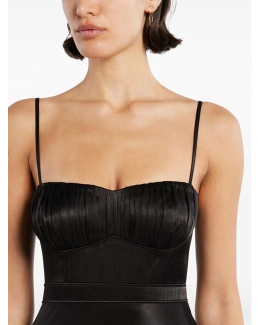 Shona Joy Black La Lune Satin-Finish Gown