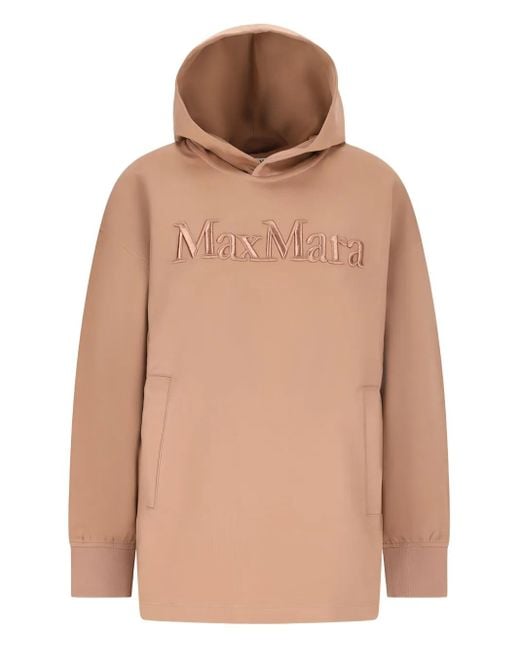 Sudadera con capucha y logo bordado Max Mara de color Natural