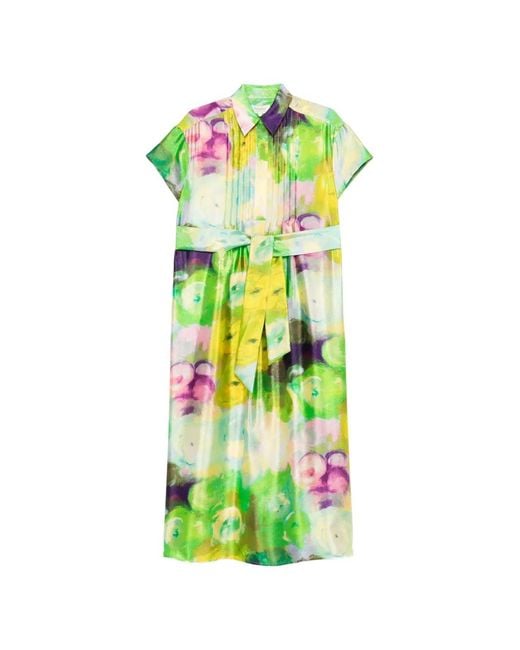 Psophia Green Belted Floral Dress