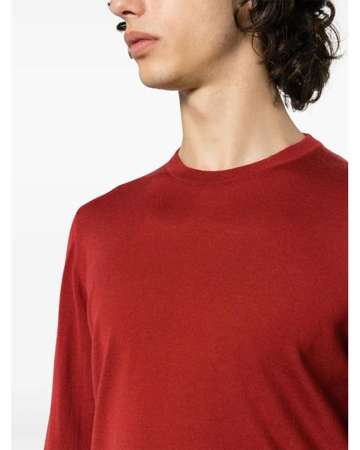 Drumohr Red Round-Neck Merino-Wool Jumper for men