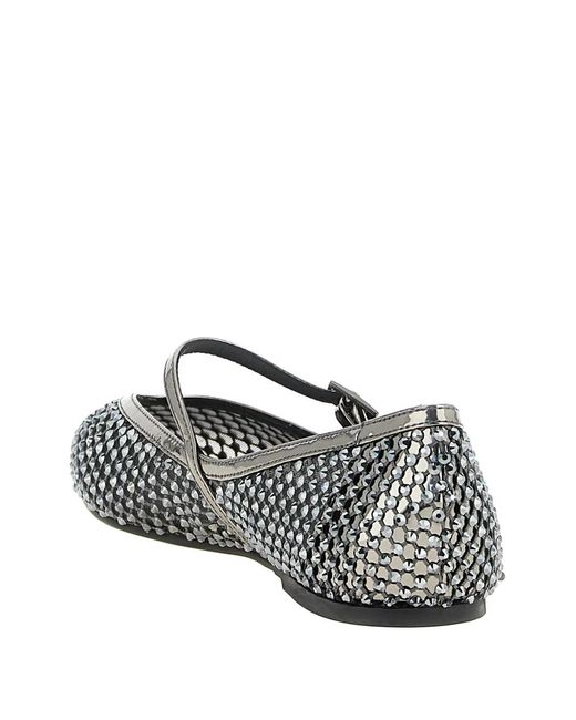 Le Silla Gray Gilda Crystal-Embellished Ballet Flats