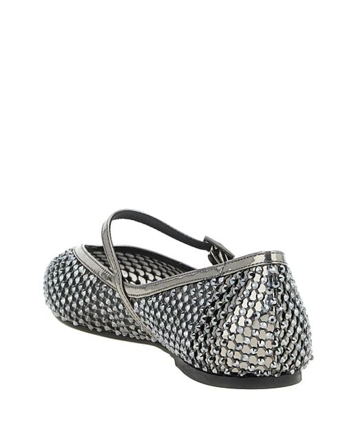 Le Silla Gray Gilda Crystal-Embellished Ballet Flats