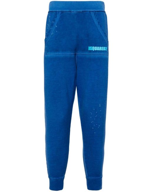 DSquared² Blue Logo-print Cotton Track Pants for men
