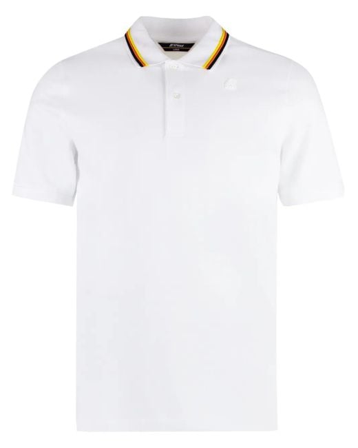 K-Way White Striped-Collar Polo Shirt for men