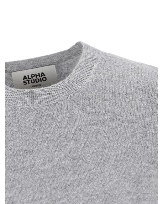 Pull En Cachemire À Manches Courtes Alpha Studio en coloris Gray