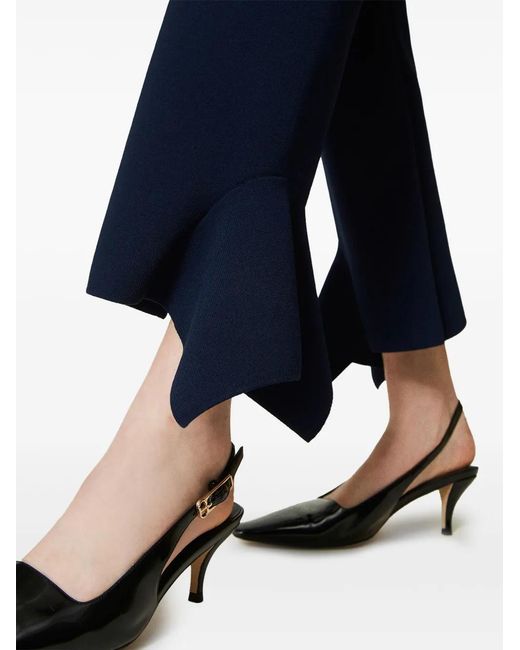 Twinset Blue Ruffle-Detail Trousers