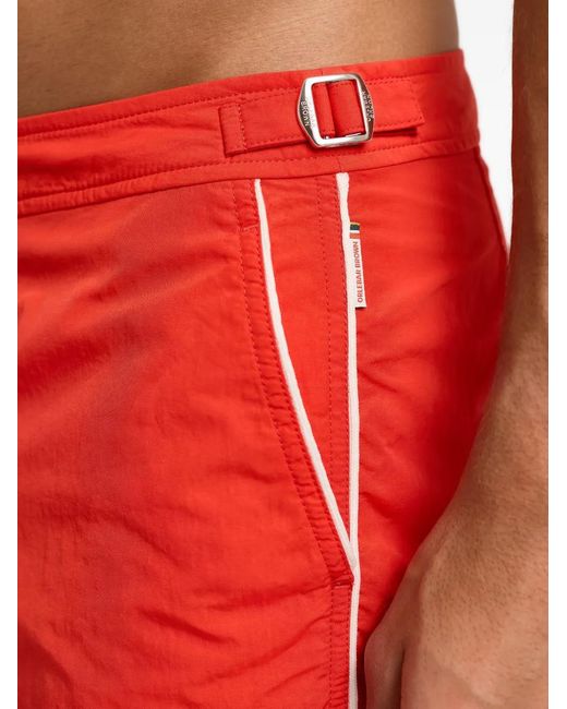 Orlebar Brown Red Mid-Length Swim Shorts With Contrast Seam Piping for men