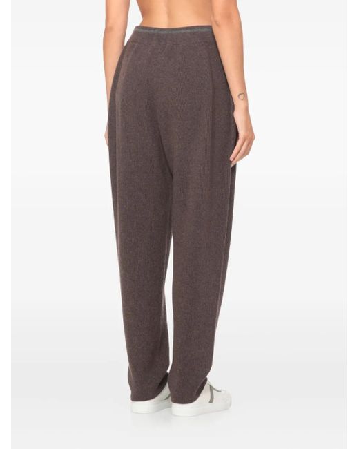 Brunello Cucinelli Brown Ribbed Drawstring Track Pants