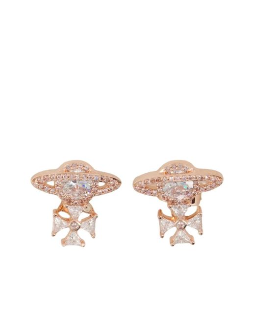 Vivienne Westwood Pink Mila Orb Cross Earrings