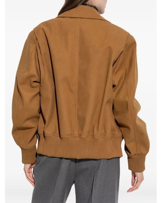 Stella McCartney Brown Collared Ribbed-Trim Jacket