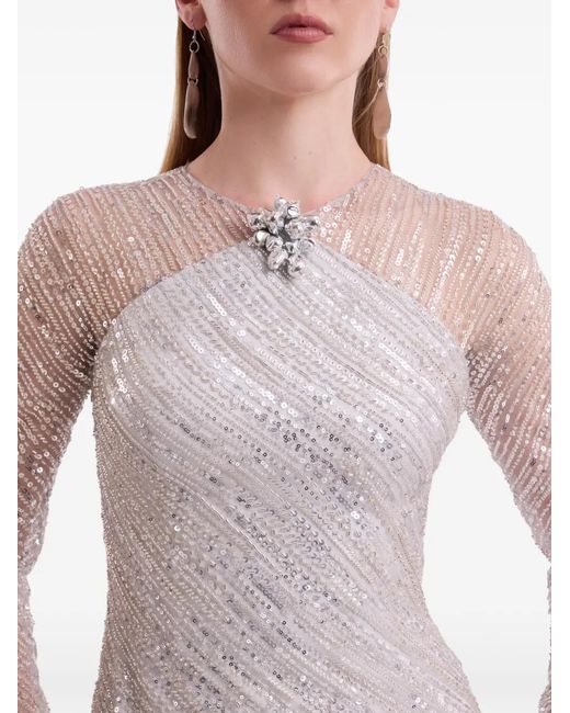 Gemy Maalouf Metallic Beaded Sequin-Embellished Dress