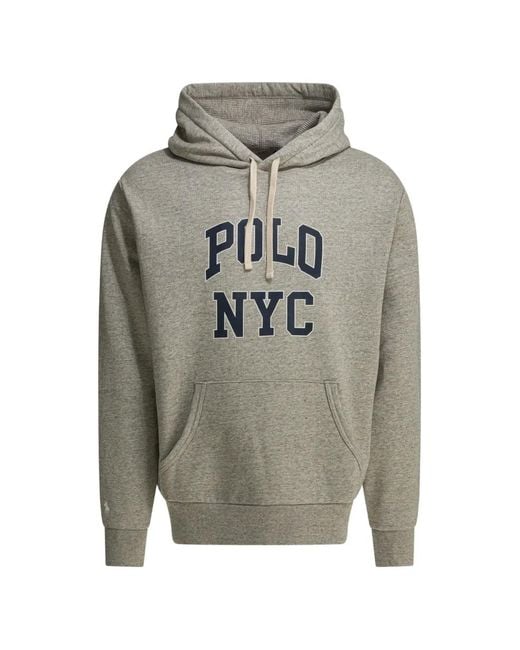 Polo Ralph Lauren Gray Logo-Printed Hooded Sweatshirt for men