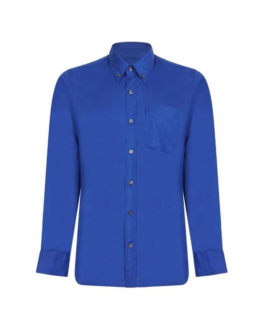 Tom Ford Blue Buttoned-Up Long-Sleeve Shirt for men