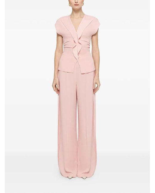 Nissa Pink High-Rise Wide-Leg Trousers