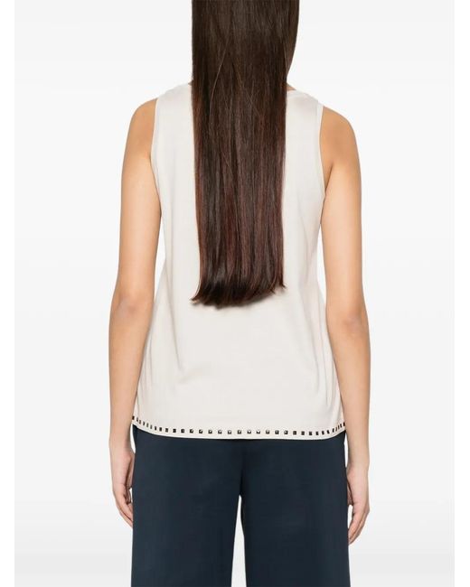 Max Mara White Stud-Embellished Sleeveless Top
