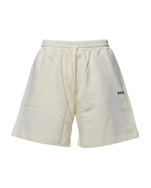 MSGM White Cotton Track Shorts for men