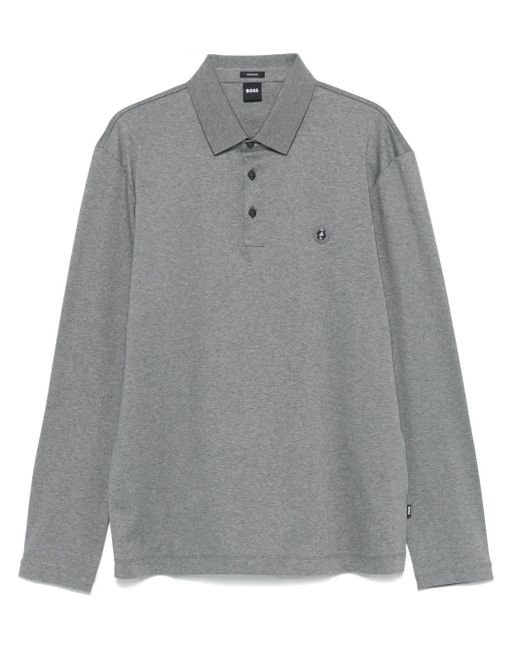 メンズ Boss ロゴプレート ポロシャツ Gray