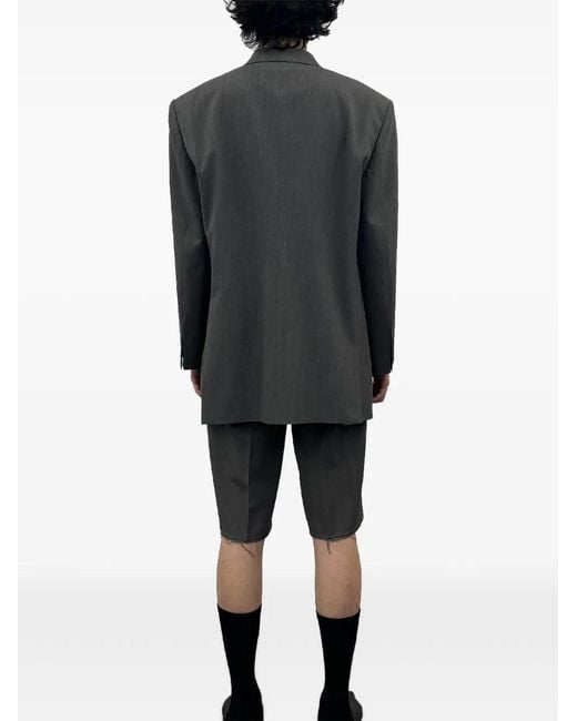 TONYWACK Gray Frayed-Hem Tailored Shorts for men
