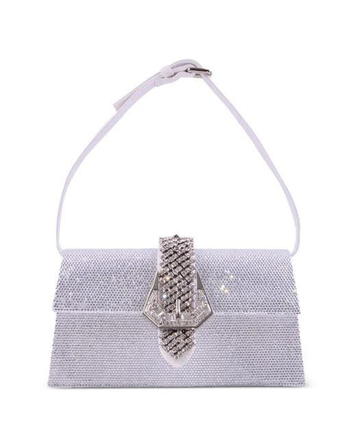 Gedebe Purple Crystal-Embellished Buckle-Detail Shoulder Bag