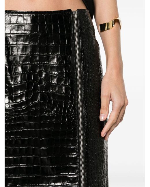 Falda corta con efecto de piel de cocodrilo Tom Ford de color Black