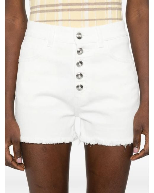 Dondup White Button-Fastening Frayed Shorts