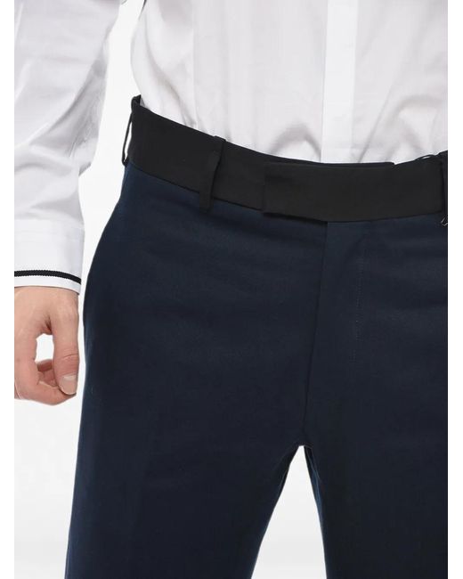Neil Barrett Blue Contrast-Edging Ankle-Button Trousers for men