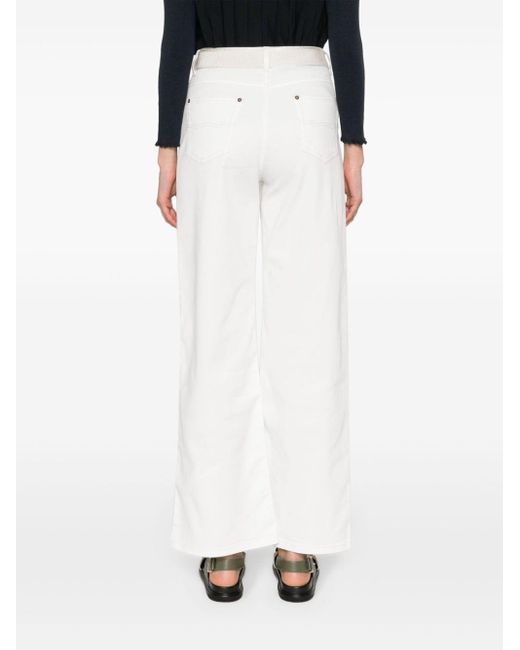 Agnona White High-rise Wide-leg Jeans