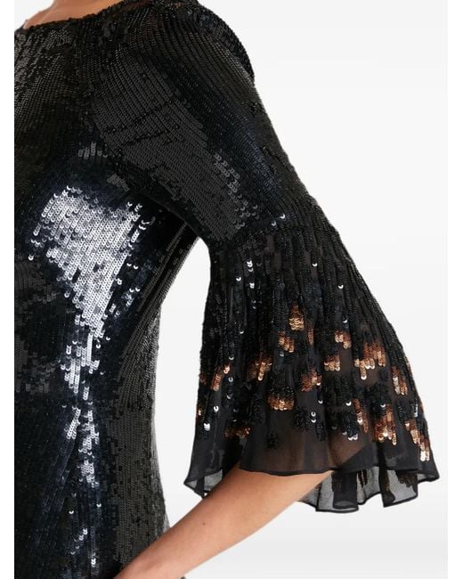 Temperley London Black Celestial Sequin-Embellished Maxi Dress