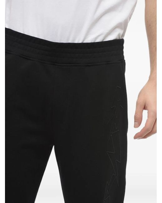 Neil Barrett Black Jumbled Bolts Embroidered Track Pants for men