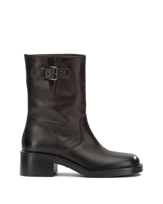 strategia shoes Black Bottes En Cuir À Détail De Boucle