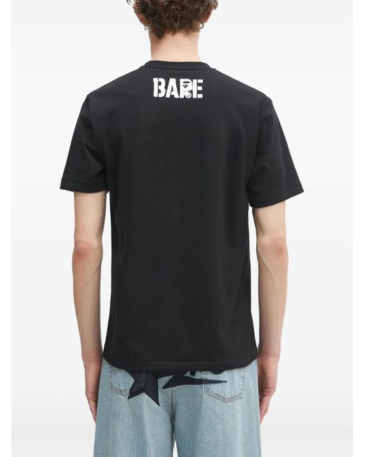 A Bathing Ape T-Shirt Met Camouflageprint En Apekop in het Black voor heren