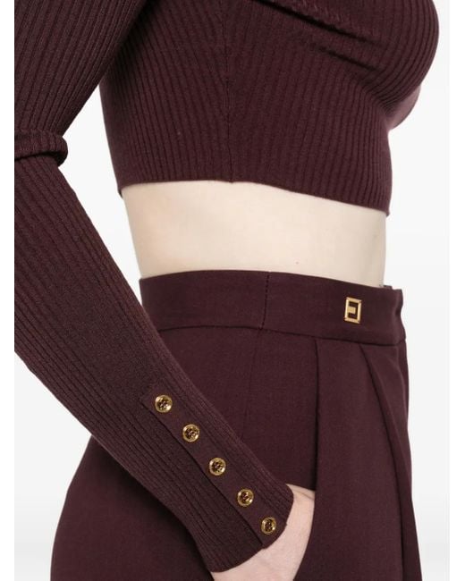 Elisabetta Franchi Purple Ribbed Crop Top