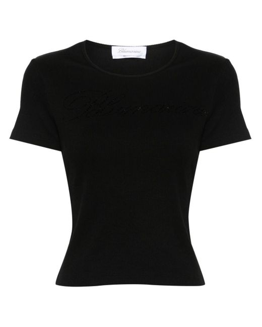 Blumarine T-shirt Met Logo Van Stras in het Black