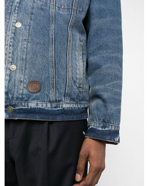 Gucci Wendbare Jeansjacke mit GG in Blue für Herren