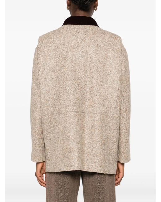 Blazé Milano Natural Clelia Corduroy-Collar Wool Jacket