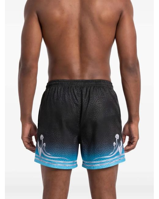 Casablanca Black Graphic-Print Swim Shorts for men