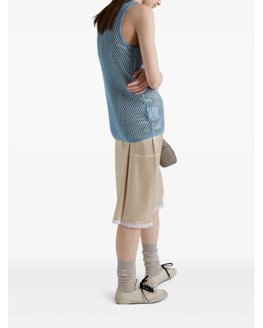 Prada Blue Cotton Mesh Tank Top