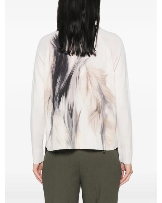 Psophia Natural Graphic-Print Raglan-Sleeve Sweater