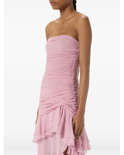 Blumarine Pink Strapless Ruffled Gown