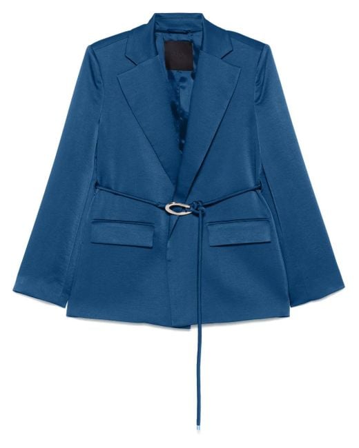 Liu Jo Blue Tailored Jacket With Belted Waist And Classic Lapel