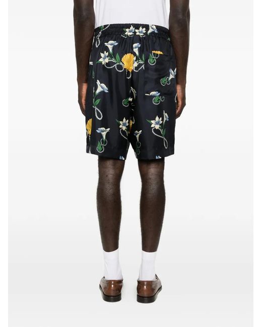 Drole de Monsieur Blue Floral-Printed Shorts for men