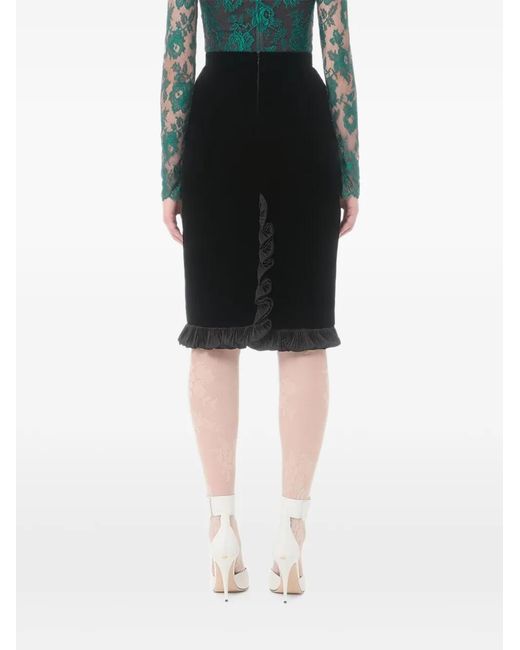 Valentino Garavani Black Sablé Velvet Skirt