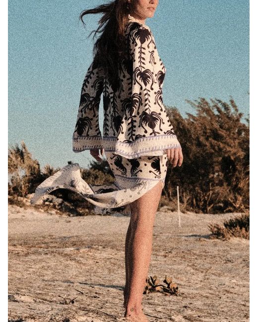 Johanna Ortiz White Wild Savannah Printed Midi Dress