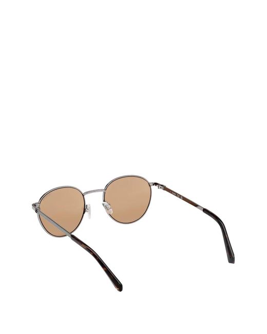 GUESS EYEWEAR Natural Round-Frame Logo-Engraved Sunglasses for men