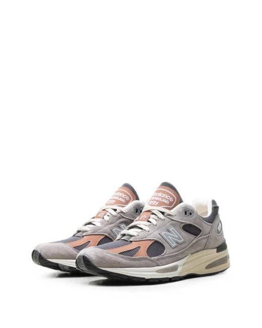 New Balance White 991V2 Lace-Up Sneakers