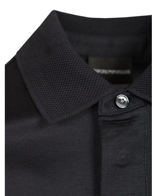 Emporio Armani Blue Long-Sleeve Polo Shirt for men