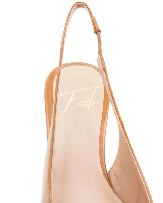Festamilano Brown Dalila Slingback Heeled Pumps