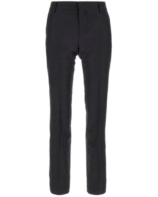 AMI Black Tapered Wool Trousers