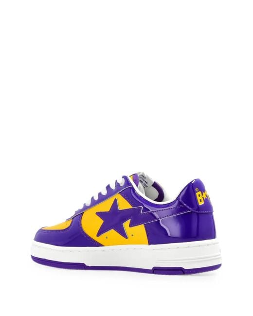 A Bathing Ape Blue Bape Sta Patent Leather Sneakers for men